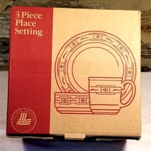 NIB Longaberger Pottery 3 pc set: 10" Dinner Plate, 6" Cereal or  Bowl Soup, Mug